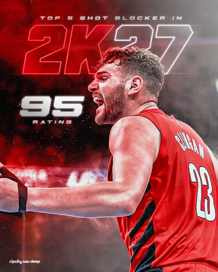 开拓者晒克林根《NBA2K27》中盖帽数值95：篮下不可忽视的力量